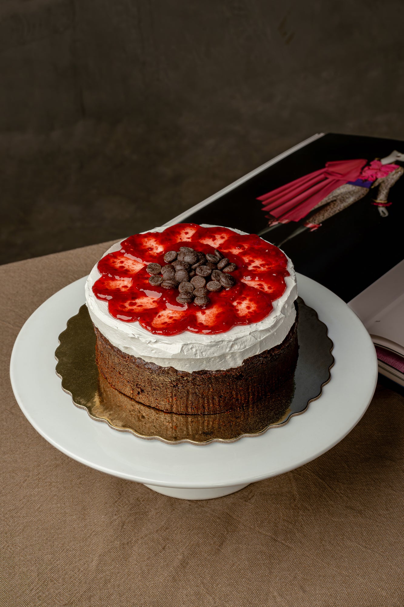 GF Vegan Dark Chocolate Raspberry Cake