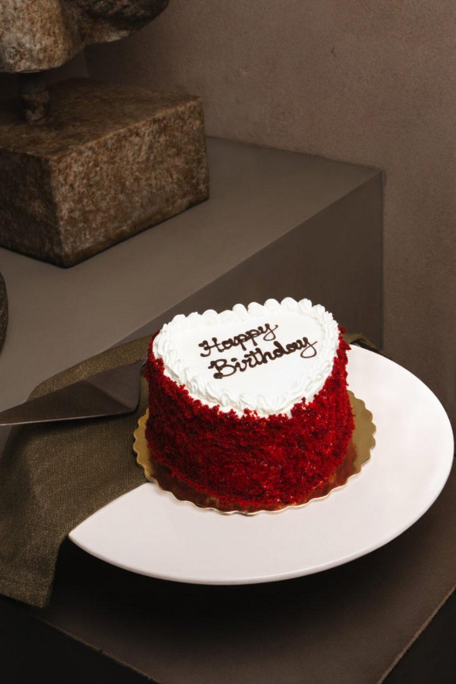 Red Velvet Heart Cake - Happy Birthday