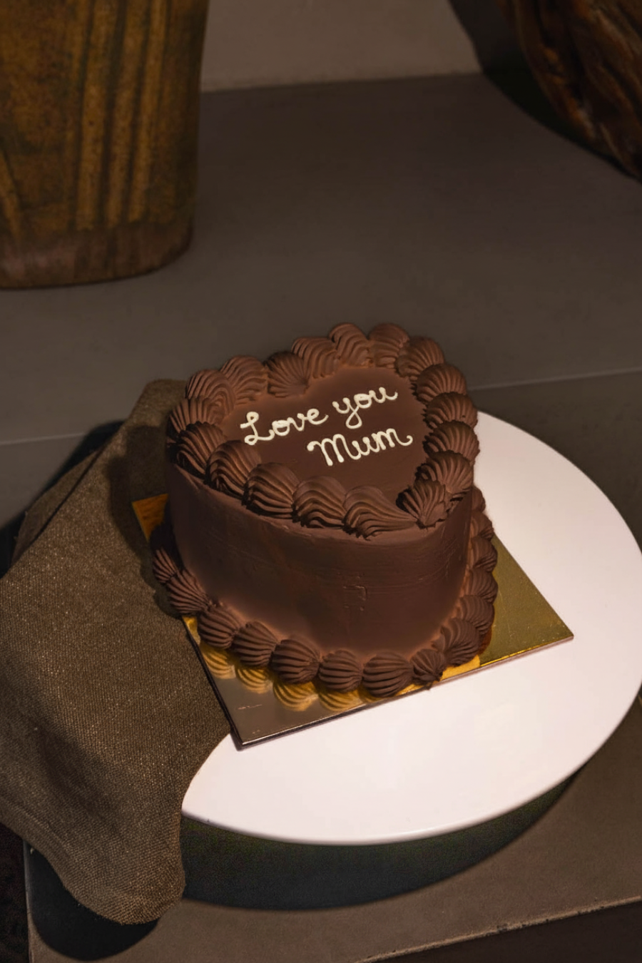 Chocolate Heart Cake - Love you Mum