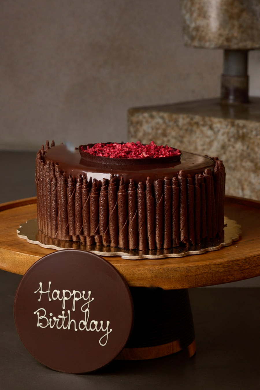Happy Birthday — Raspberry Brownie Cake
