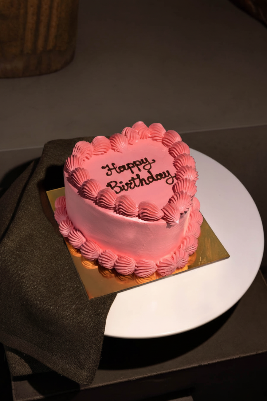 Pink Heart Cake - Happy Birthday