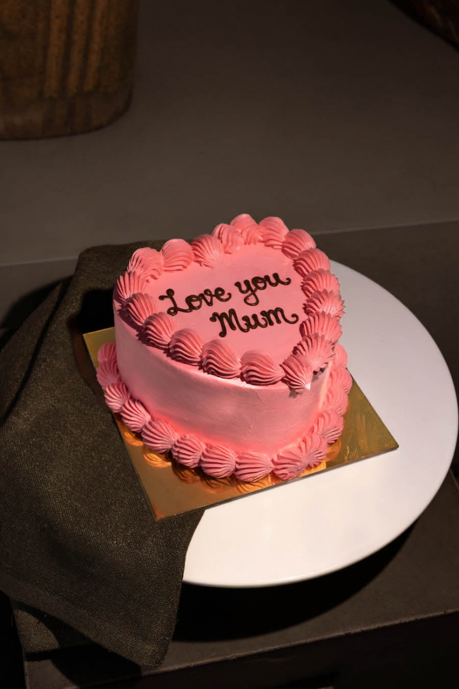 Pink Heart Cake - Love you Mum