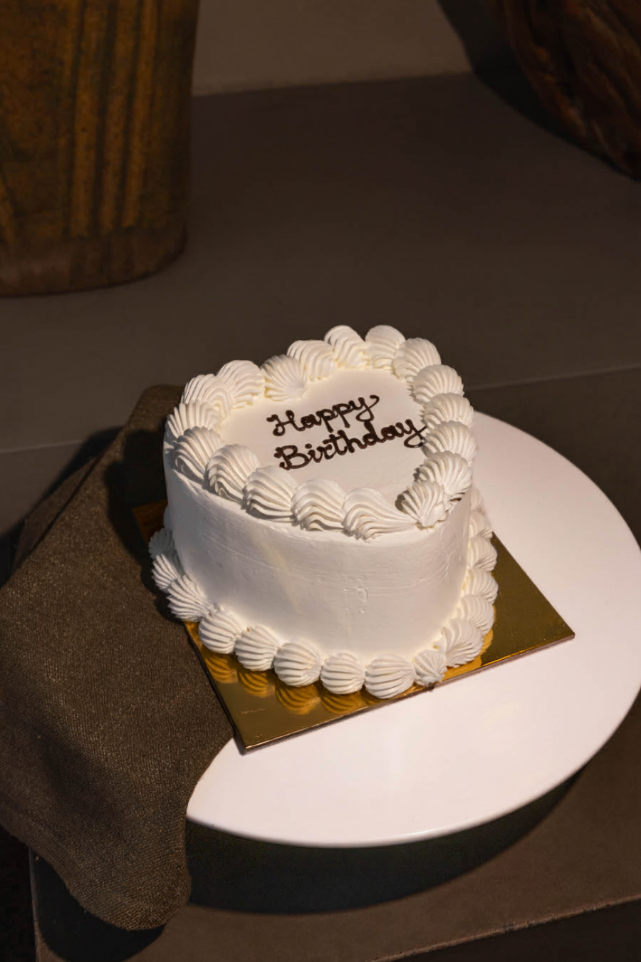 Vanilla Heart Cake - Happy Birthday